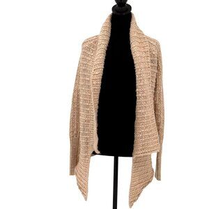 Express Cardigan Sweater Womens S Asymetrical Open Front Knit Chunky Collar Boho